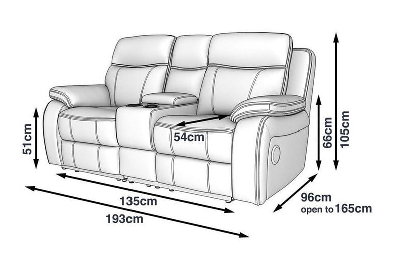 Vinson Pro 2 Seater Smart sofa Power Recliner with Console - Dante Furniture