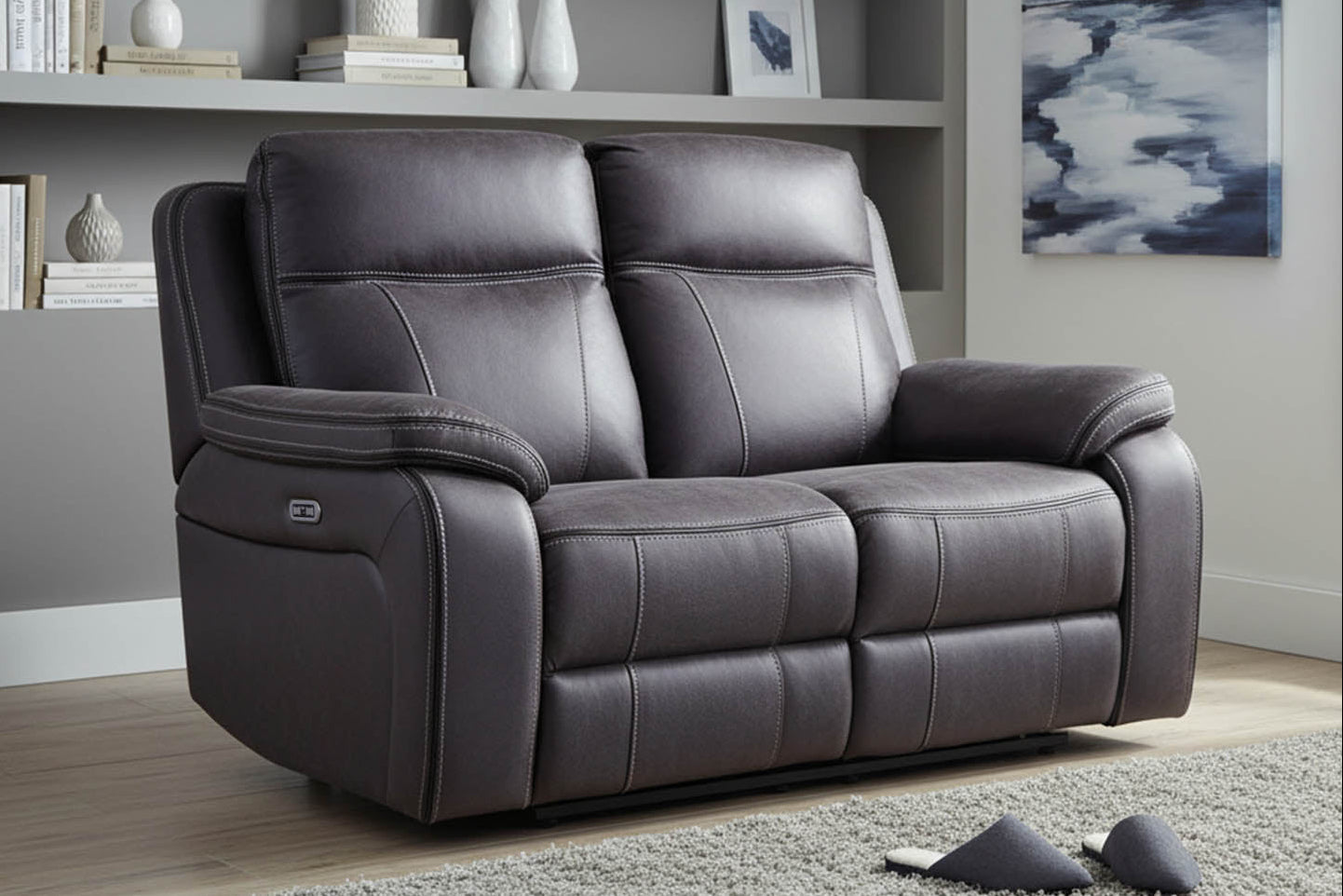 vinson 2 seater life style power recliner grey sofa dante furniture