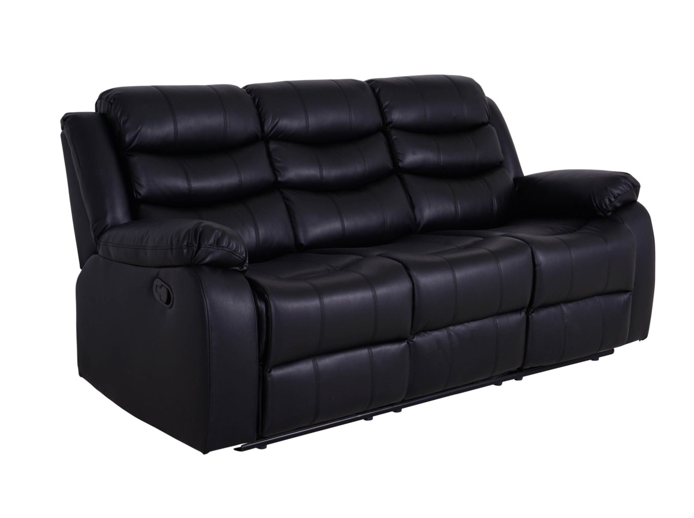 Roma 3 Seater Recliner - Black - Dante Furniture