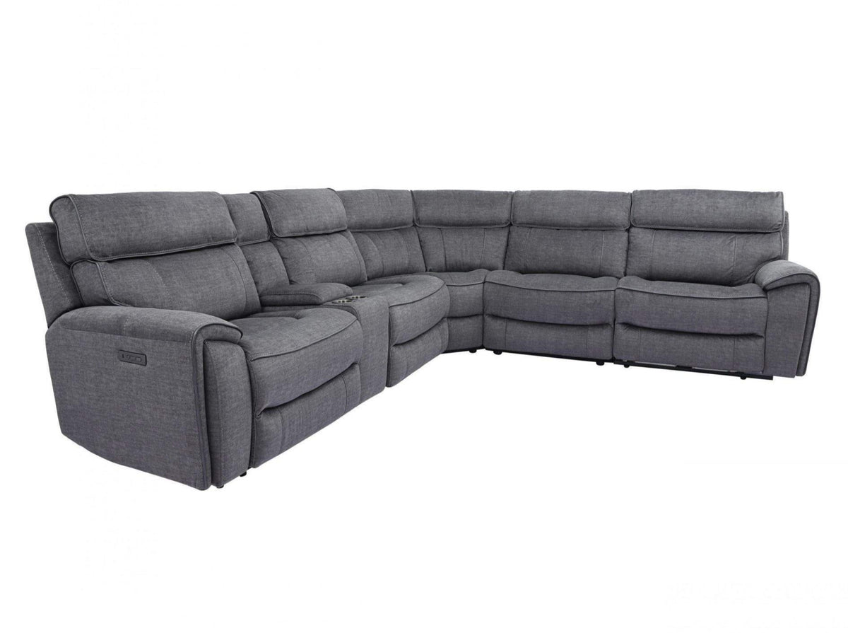 Brooklyn grey corner sofa with power recliner controls - side angle