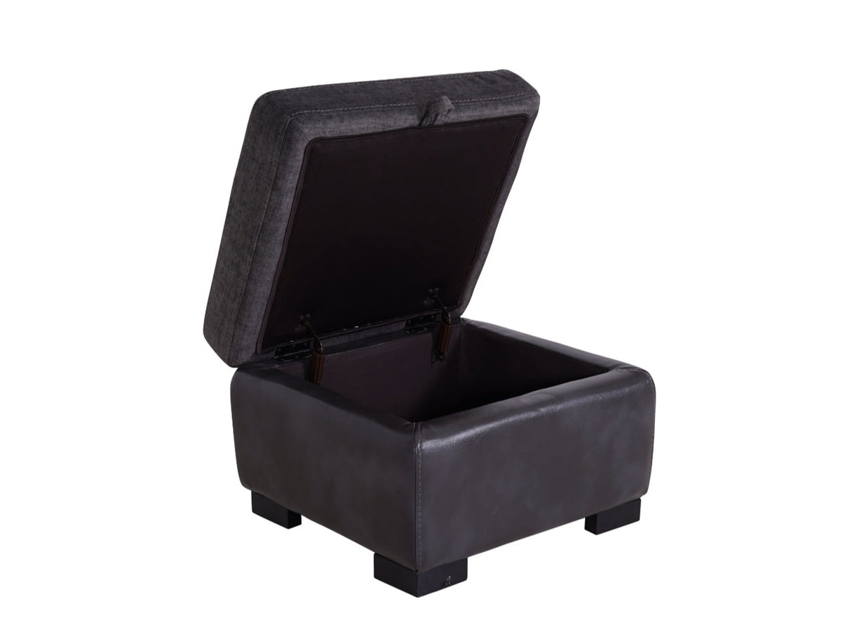 Brooklyn Storage Footstool Grey - Dante Furniture