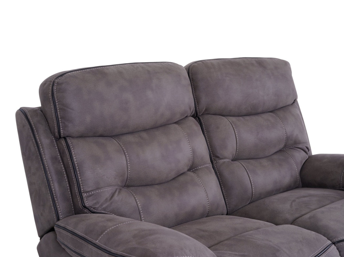 Noah grey fabric recliner sofa – seat and back cushion detail