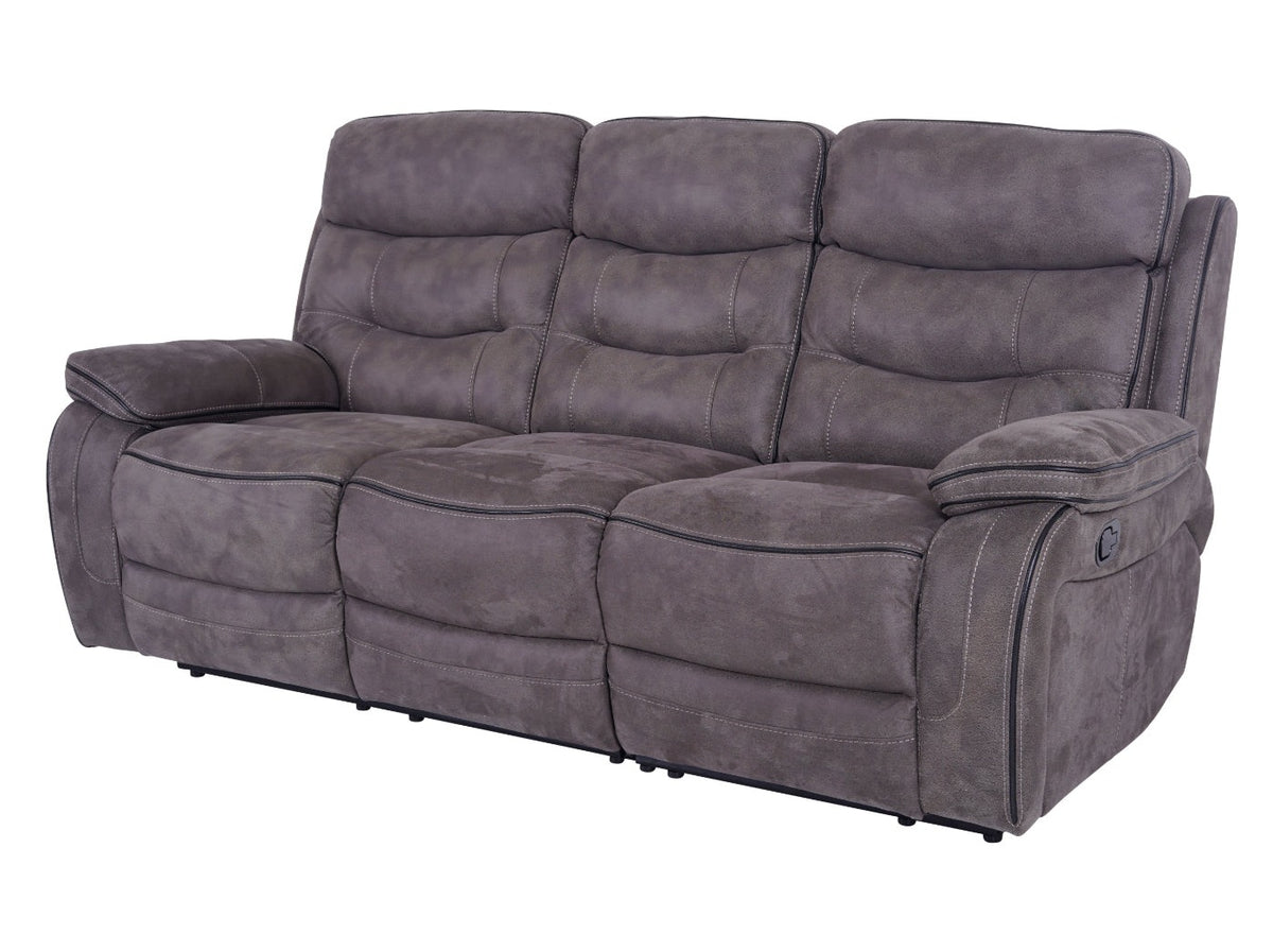 Noah grey 3 seater recliner sofa – angled view
