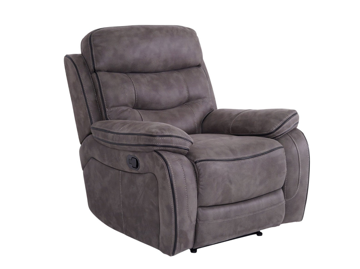 Noah grey fabric recliner armchair – side angle