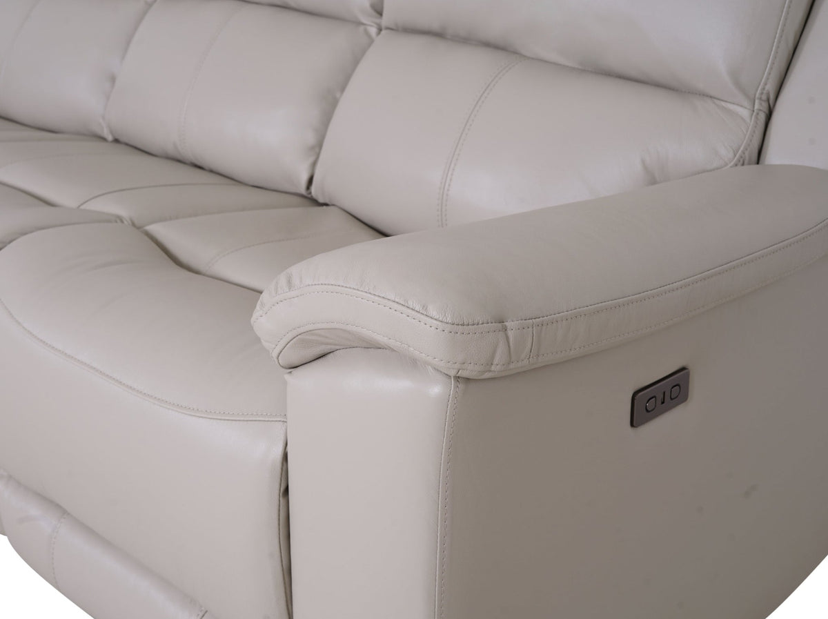 Valdez 3 Seater Power Recliner Cream - Dante Furniture