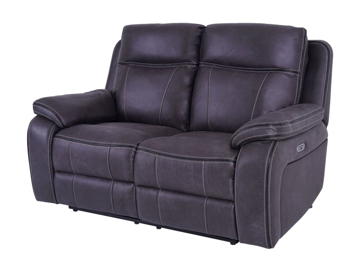 Vinson Pro grey 2 seater power recliner sofa – angled view