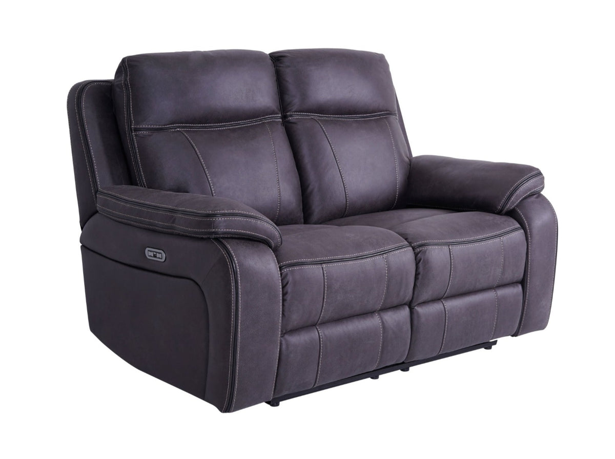 Vinson Pro grey 2 seater power recliner sofa – side angle